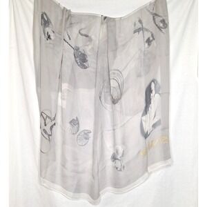 Vintage SCAVIA Chiffon Silk Art Scarf 54x54" Shawl Hand Painted Portrait Jewels